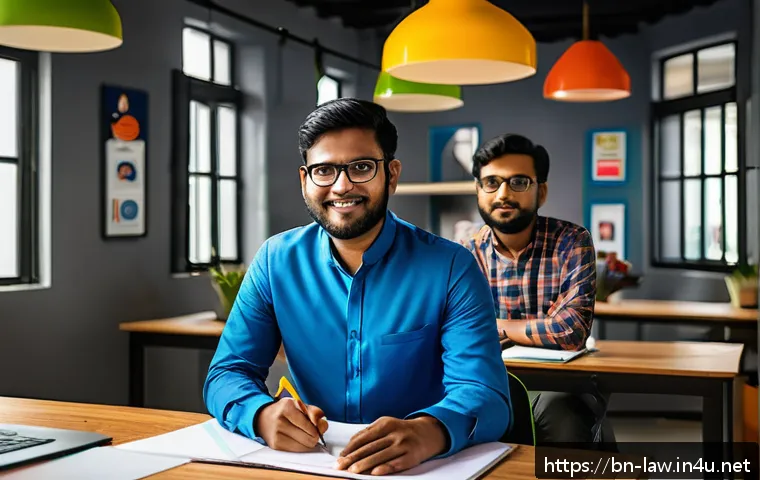 지적재산권법상 디자인권과 실용신안권 - A modern startup office scene in Bangladesh, featuring a diverse team of young entrepreneurs collabo...